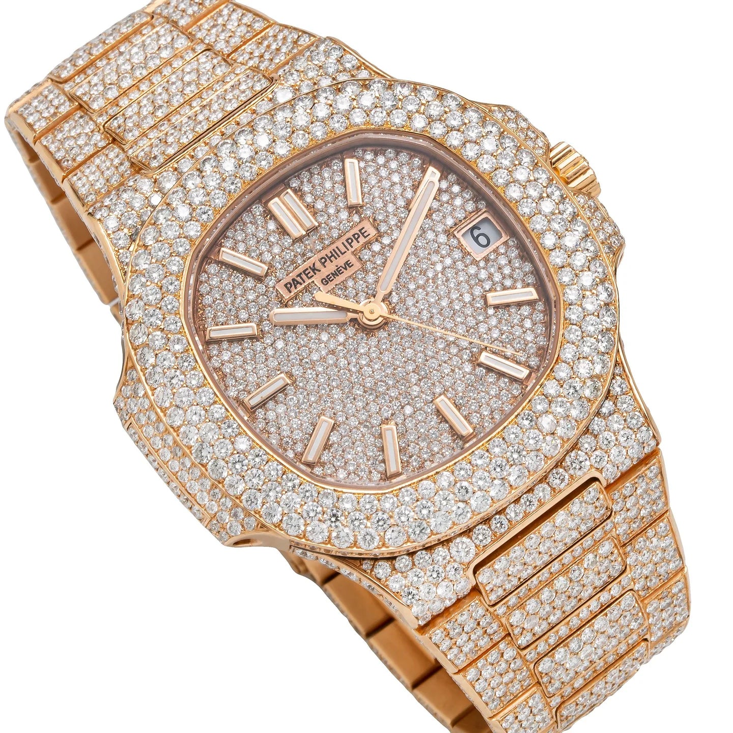 18K ROSE GOLD PATEK PHILIPPE NAUTILUS 40MM DIAMOND WATCH