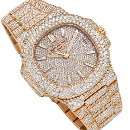 18K ROSE GOLD PATEK PHILIPPE NAUTILUS 40MM DIAMOND WATCH